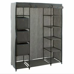 Armoire 1 Penderie + étagères + Boites Gris 5Five -Demeyers Magasin armoire 1 penderie etagere grise 3