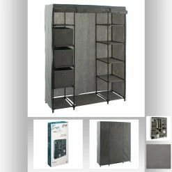 Armoire 1 Penderie + étagères + Boites Gris 5Five -Demeyers Magasin armoire 1 penderie etagere grise 4