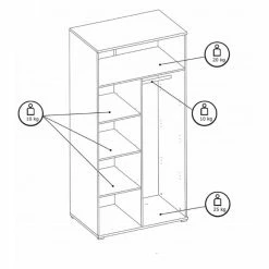 Armoire 2 Portes Blanc Et Gris Soma -Demeyers Magasin armoire 2 portes blanc et gris soma 2