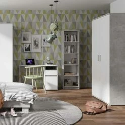 Armoire 2 Portes Blanc Et Gris Soma -Demeyers Magasin armoire 2 portes blanc et gris soma 3