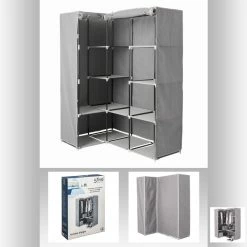 Armoire D'angle 1 Penderie / 10 étagères Gris Atmosphera -Demeyers Magasin armoire d angle 1 penderie 10 etageres gris atmosphera 2