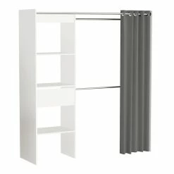 Demeyere Dressing Extensible Blanc Perle Avec Rideau Taupe