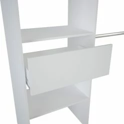 Demeyere Dressing Extensible Blanc Perle Avec Rideau Taupe -Demeyers Magasin armoire placard extensible avec rideau blanc perle 5