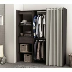 Demeyere Armoire/Placard Extensible SEATTLE Avec Rideau Chêne Vulcano -Demeyers Magasin armoire placard extensible seattle avec rideau chene vulcano 3