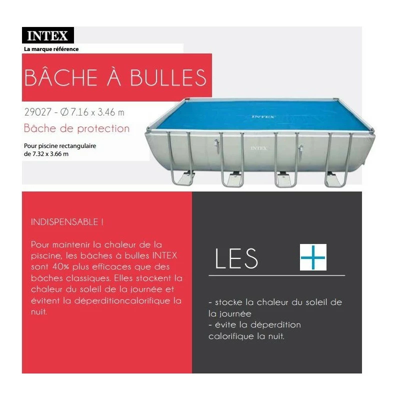 Bâche à Bulles Rectangulaire Pour Piscine 7.32 X 3.66 M Intex 4 Bâche à Bulles Rectangulaire Pour Piscine 7.32 X 3.66 M Intex – Image 2