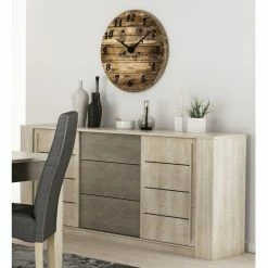 Demeyere Bahut 3 Tiroirs + 2 Portes CANNES Chêne Champagne/béton Clair -Demeyers Magasin bahut 3 tiroirs 2 portes cannes chene champagne beton clair 1