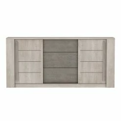 Demeyere Bahut 3 Tiroirs + 2 Portes CANNES Chêne Champagne/béton Clair -Demeyers Magasin bahut 3 tiroirs 2 portes cannes chene champagne beton clair 2