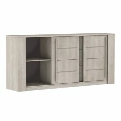 Demeyere Bahut 3 Tiroirs + 2 Portes CANNES Chêne Champagne/béton Clair -Demeyers Magasin bahut 3 tiroirs 2 portes cannes chene champagne beton clair 3