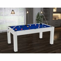 Billard Texas 6 Pieds - Coloris Blanc Boisé Tapis Bleu -Demeyers Magasin billard texas 6 pieds coloris blanc boise tapis bleu 2