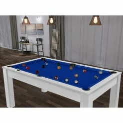 Billard Texas 6 Pieds - Coloris Blanc Boisé Tapis Bleu -Demeyers Magasin billard texas 6 pieds coloris blanc boise tapis bleu 6
