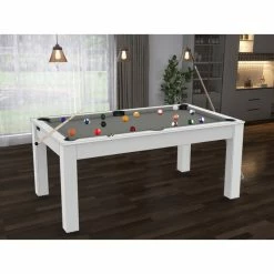 Billard Texas 6 Pieds - Coloris Blanc Laqué / Tapis Gris -Demeyers Magasin billard texas 6 pieds coloris blanc laque tapis gris 2
