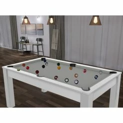 Billard Texas 6 Pieds - Coloris Blanc Laqué / Tapis Gris -Demeyers Magasin billard texas 6 pieds coloris blanc laque tapis gris 6