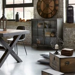 Buffet Broc 2 Portes Métal Noir Atmosphera -Demeyers Magasin buffet broc 2 portes metal noir atmosphera 2