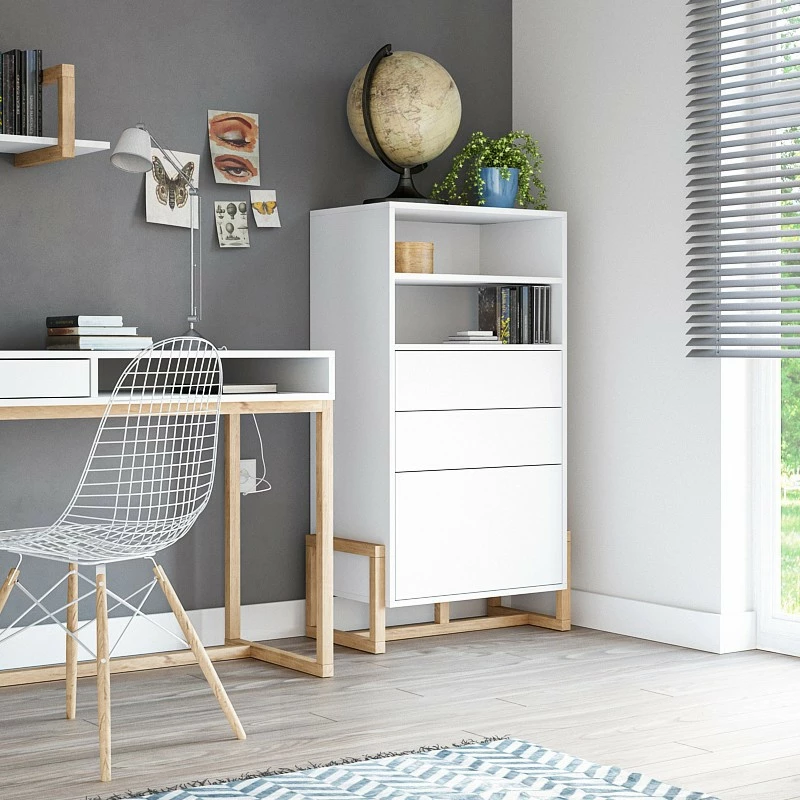 Buffet Haut 2 Tiroirs 1 Porte Oslo Blanc 4 Buffet Haut 2 Tiroirs 1 Porte Oslo Blanc – Image 2