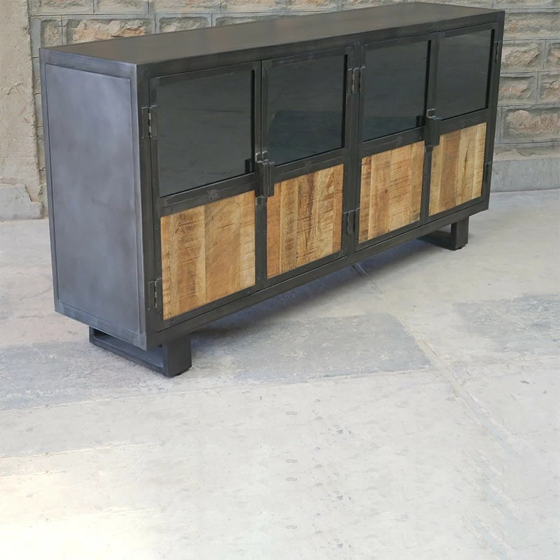 Buffet Métal Et Bois Jodhpur 4 Portes 4 Buffet Métal Et Bois Jodhpur 4 Portes – Image 2