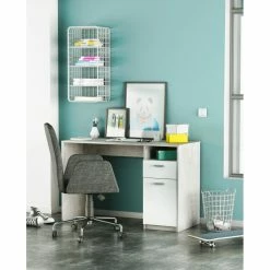 Demeyere Bureau Détroit Béton 1 Porte + 1 Niche + 1 Tiroir -Demeyers Magasin bureau detroit blanc beton 1 porte 1 niche 1 tiroir 4