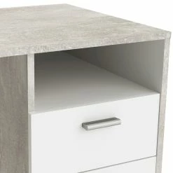 Demeyere Bureau Détroit Béton 1 Porte + 1 Niche + 1 Tiroir -Demeyers Magasin bureau detroit blanc beton 1 porte 1 niche 1 tiroir 5