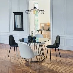 Chaise Tissu Et Métal Tyka Noir Atmosphera -Demeyers Magasin chaise tissu et metal tyka noir atmosphera 1