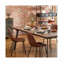 Chaise Vladi Effet Cuir Marron Atmosphera -Demeyers Magasin chaise vladi effet cuir marron atmosphera 4