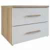 Demeyere Chevet 2 Tiroirs Blanc Et Naturel Lena -Demeyers Magasin chevet 2 tiroirs blanc et naturel lena