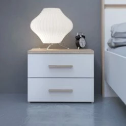 Demeyere Chevet 2 Tiroirs Blanc Et Naturel Lena 7 Demeyere Chevet 2 Tiroirs Blanc Et Naturel Lena -Demeyers Magasin chevet 2 tiroirs blanc et naturel lena 2