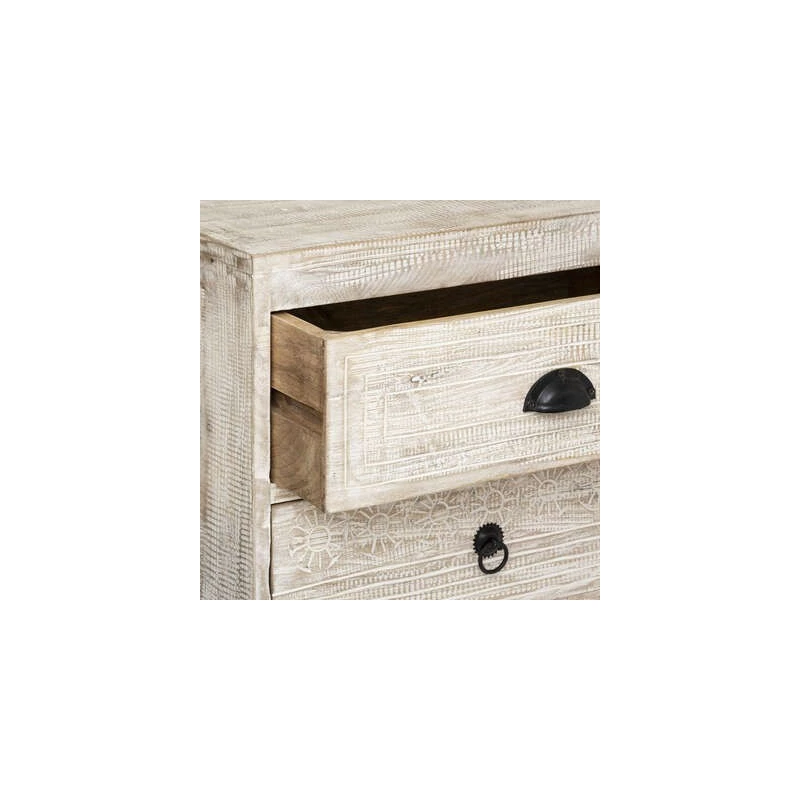 Chevet 3 Tiroirs Bois Blanchi Ajay Atmosphera 8 Chevet 3 Tiroirs Bois Blanchi Ajay Atmosphera – Image 6