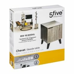 Chevet Mix Naturel Sur Pieds 5Five -Demeyers Magasin chevet mix naturel pied 5five 2
