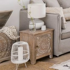 Chevet Shirel 1 Porte Bois Blanchi Atmosphera -Demeyers Magasin chevet shirel 1 porte bois blanchi atmosphera 4