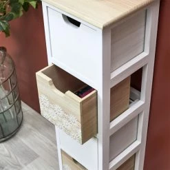 Chiffonnier 4 Tiroirs Chic Naturel Et Blanc -Demeyers Magasin chiffonnier 4 tiroirs chic naturel et blanc 1 2