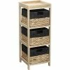 Chiffonnier En Bois 3 Paniers Jacinthe Naturel Et Noir