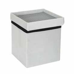 Coffre Pouf Pliable Gris Compatible Briques