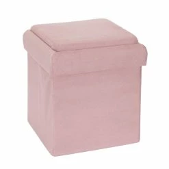 Coffre Pouf Pliable Rose Compatible Briques -Demeyers Magasin coffre pouf pliable rose compatible briques 1 2