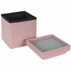 Coffre Pouf Pliable Rose Compatible Briques -Demeyers Magasin coffre pouf pliable rose compatible briques 1 3