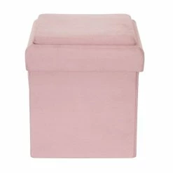 Coffre Pouf Pliable Rose Compatible Briques -Demeyers Magasin coffre pouf pliable rose compatible briques 1 4