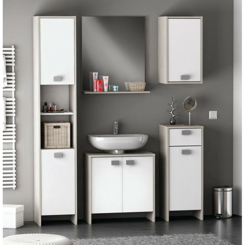 Demeyere Colonne 2 Portes HONOLULU Blanc/chêne Champagne 6 Demeyere Colonne 2 Portes HONOLULU Blanc/chêne Champagne – Image 4