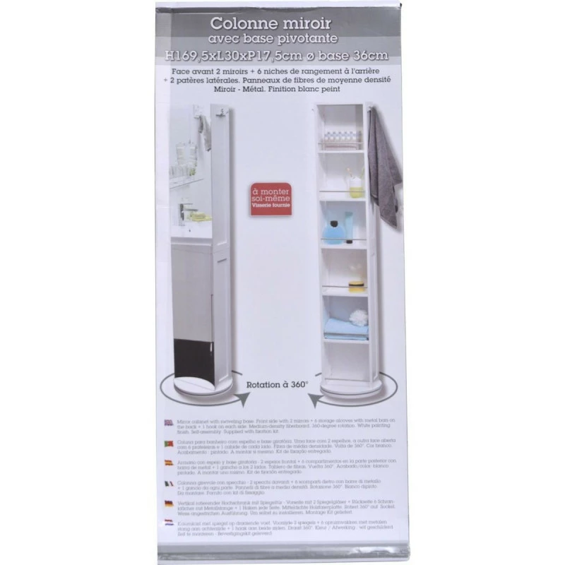 Colonne Pivotante Blanche Avec Miroir Et Niches 5 Colonne Pivotante Blanche Avec Miroir Et Niches – Image 3