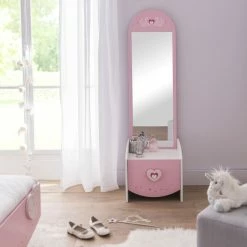 Demeyere Commode Enfant Coiffeuse Anastasia Blanche Et Rose -Demeyers Magasin commmode enfant coiffeuse mulan blanche et rose 2
