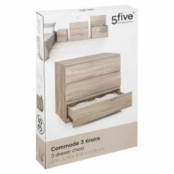 Commode 3 Tiroirs 78 Cm Dolo Naturel 5five -Demeyers Magasin commode 3 tiroirs 78 cm naturel 5five 2