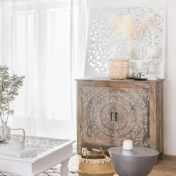 Commode Shirel 2 Portes Bois Blanchi Atmosphera -Demeyers Magasin commode shirel 2 portes bois blanchi atmosphera 1