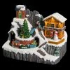 Déco Noël Chalet Montagne Piles Lumineux Animé Musical