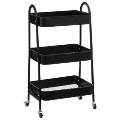 Desserte 3 Niveaux à Roulettes Métal Noir 5Five