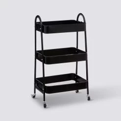 Desserte 3 Niveaux à Roulettes Métal Noir 5Five -Demeyers Magasin desserte 3 niveaux a roulettes metal noir 5five 4