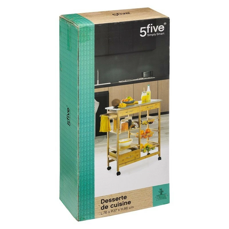 Desserte Bambou 6 Tiroirs Roulettes 76 Cm 5five 4 Desserte Bambou 6 Tiroirs Roulettes 76 Cm 5five – Image 2