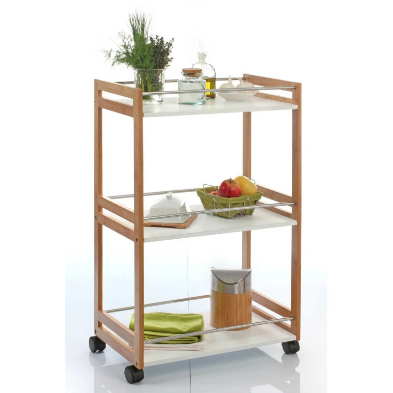 Desserte De Cuisine Bambou Blanc 4 Desserte De Cuisine Bambou Blanc – Image 2