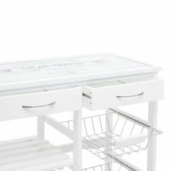 ATMOSPHERA Desserte De Cuisine Verre Blanc Modèle GUSTAF -Demeyers Magasin desserte de cuisine verre blanc modele gustaf 2