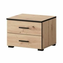 Ensemble De 2 Chevets 2 Tiroirs Nantes Noir Et Bois -Demeyers Magasin ensemble de 2 chevets 2 tiroirs nantes noir et bois 3