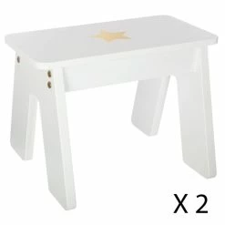 Ensemble Table + 2 Tabourets Enfant Blanc Doré Dream Atmosphera -Demeyers Magasin ensemble table 2 tabourets enfant blanc dore dream atmosphera 3