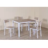 Ensemble Table + 4 Chaises Métal Blanc Et Effet Bois Clair -Demeyers Magasin ensemble table 4 chaises metal blanc et effet bois clair