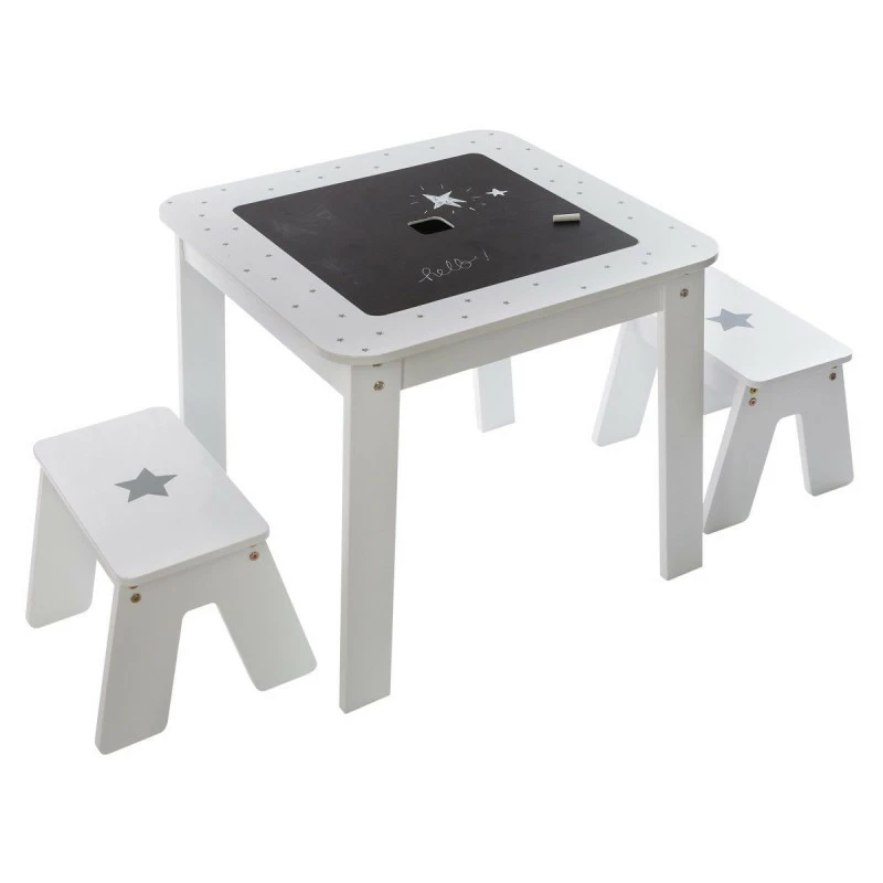 Ensemble Table + 2 Tabourets Enfant Blanc Gris Dream Atmosphera 4 Ensemble Table + 2 Tabourets Enfant Blanc Gris Dream Atmosphera – Image 2