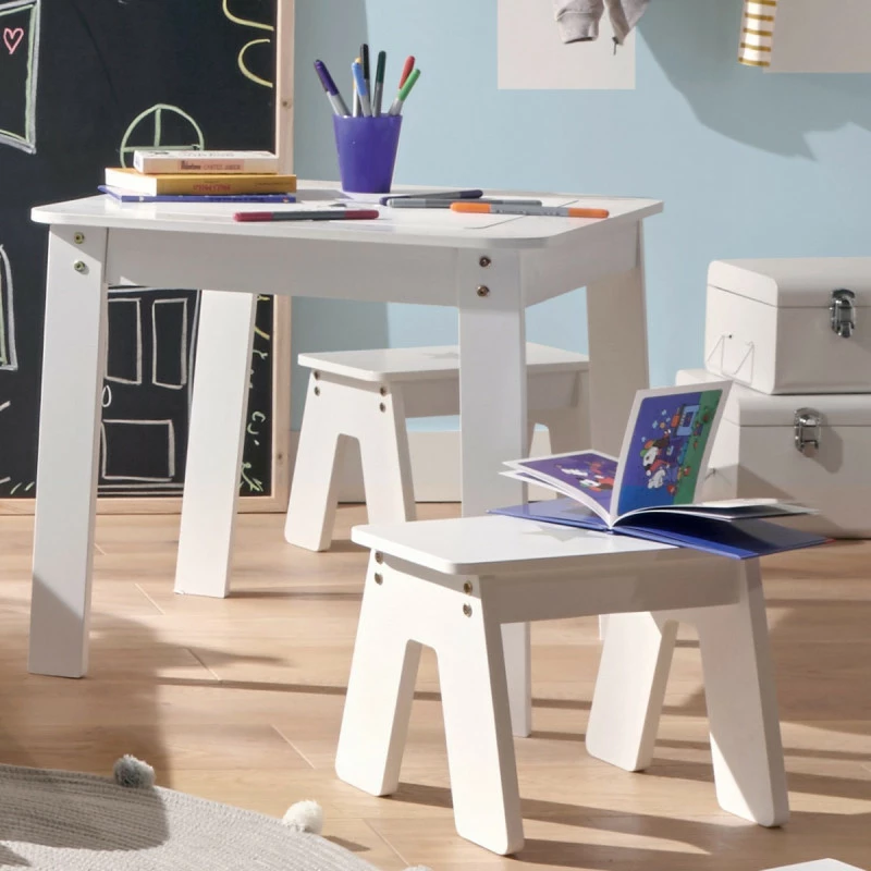 Ensemble Table + 2 Tabourets Enfant Blanc Gris Dream Atmosphera 5 Ensemble Table + 2 Tabourets Enfant Blanc Gris Dream Atmosphera – Image 3